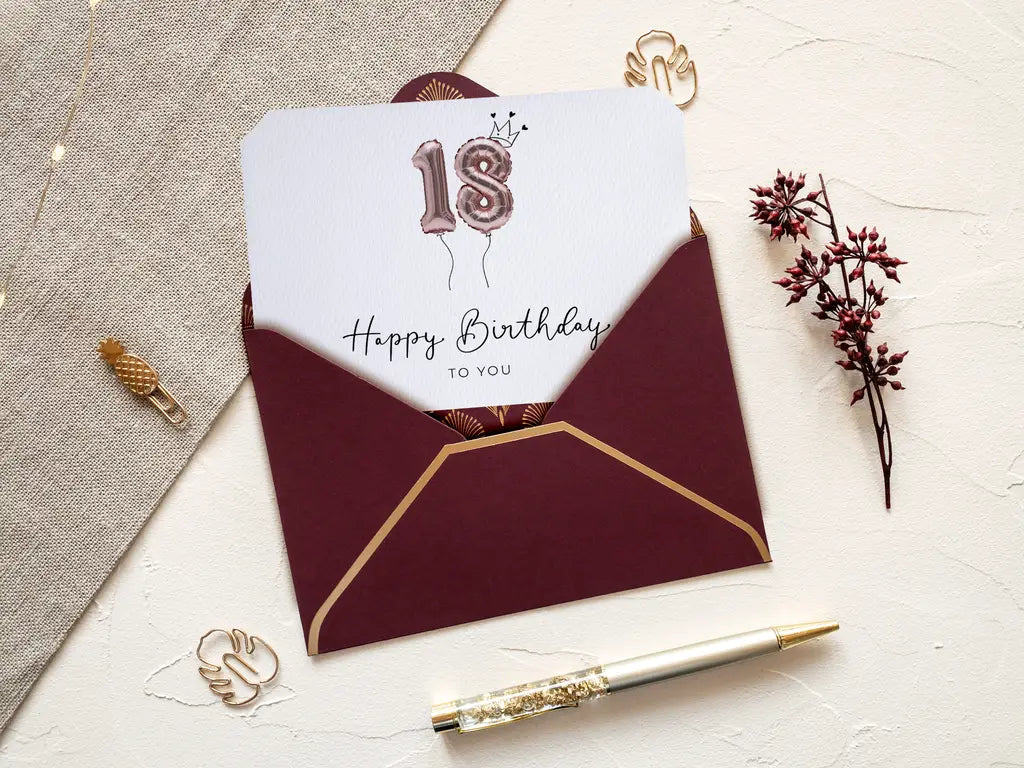 18th Birthday card red with wax seal