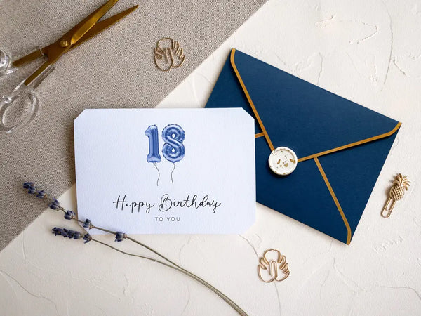 18th Birthday card blue with wax seal