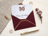 30th Birthday card red with wax seal