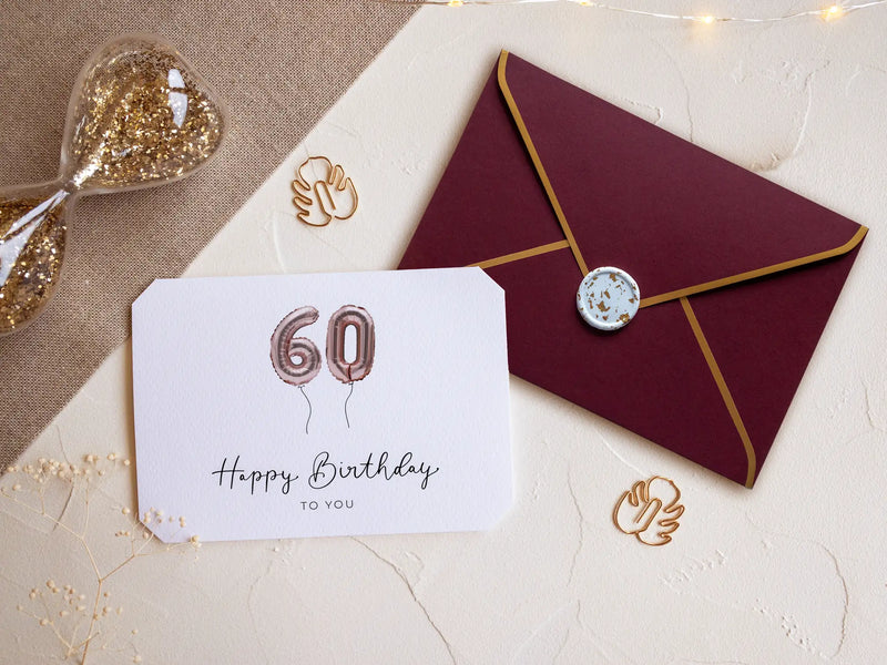 60th Birthday card red with wax seal