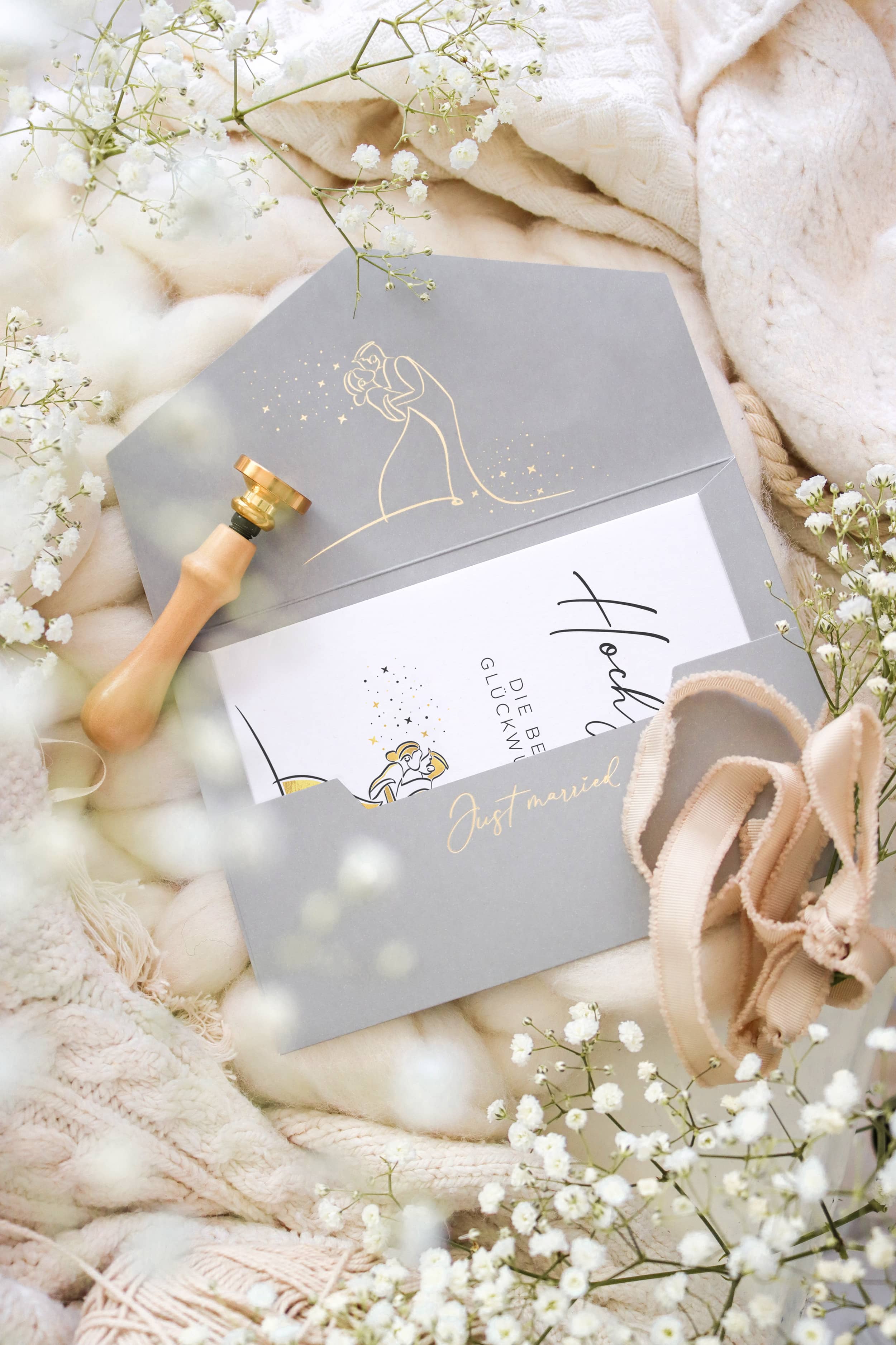 The best congratulations on the wedding Wedding card GRAY