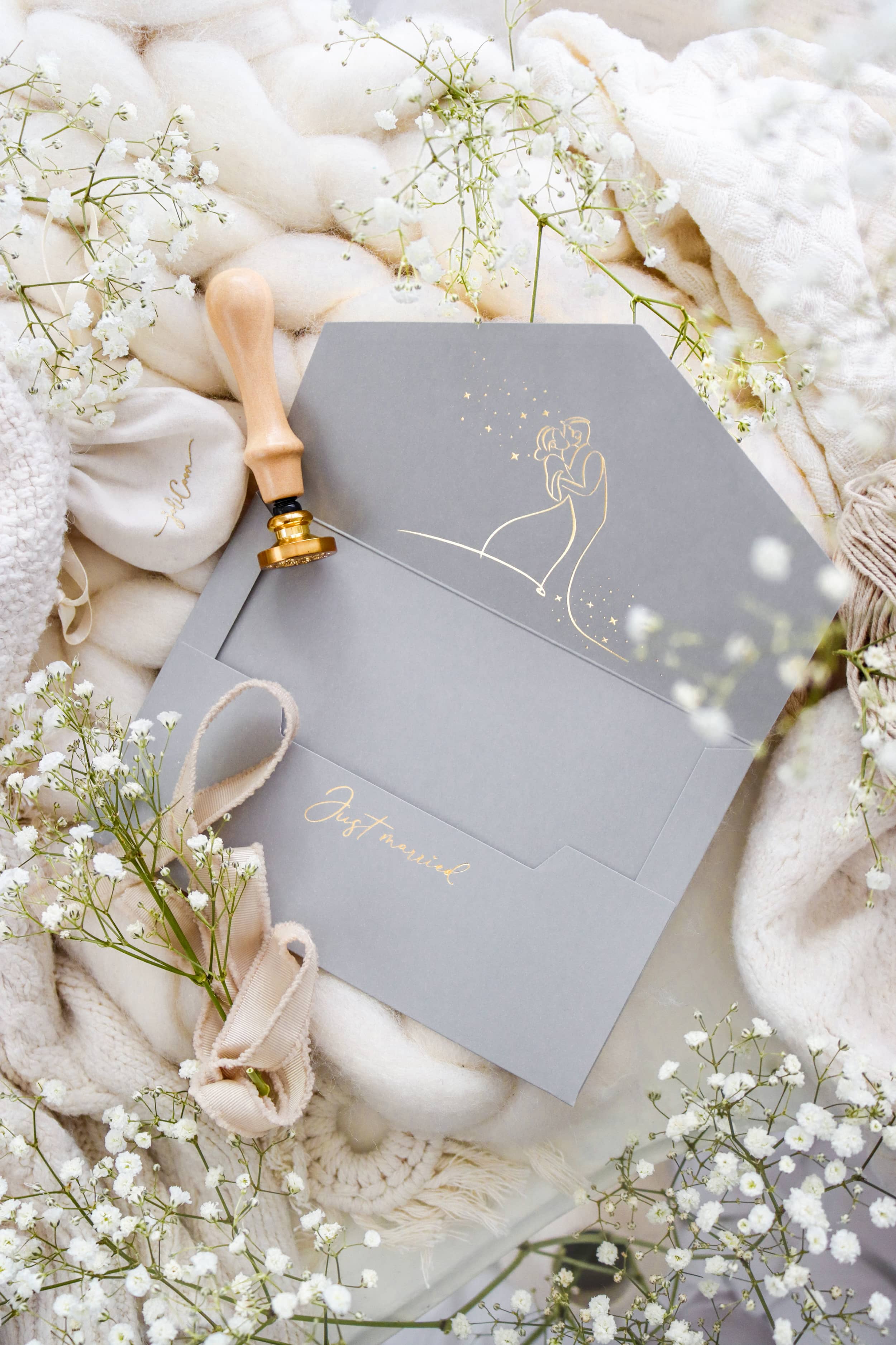 The best congratulations on the wedding Wedding card GRAY