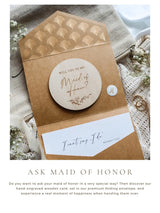 Will you be my maid of honor - Engraved wooden card