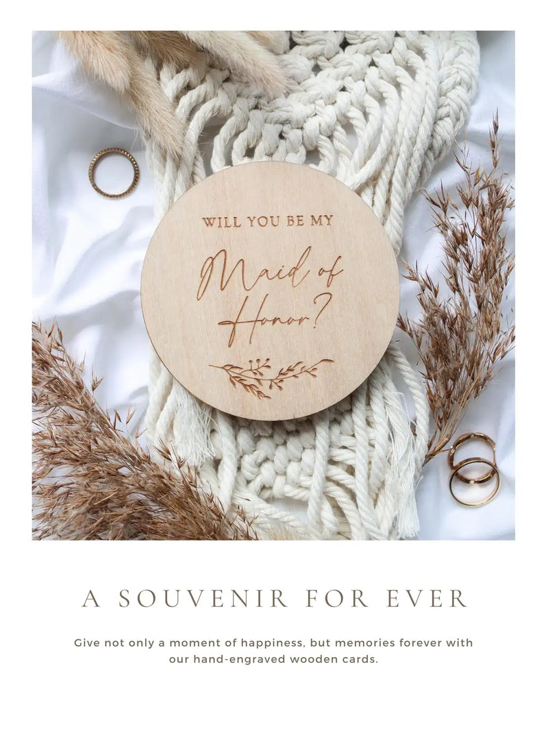 Will you be my maid of honor - Engraved wooden card