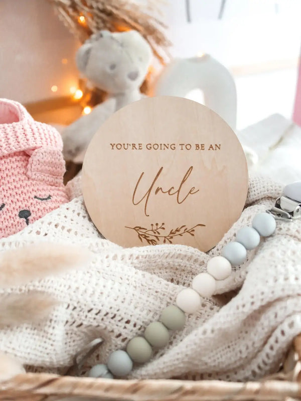 You're going to be an uncle - Engraved wooden card