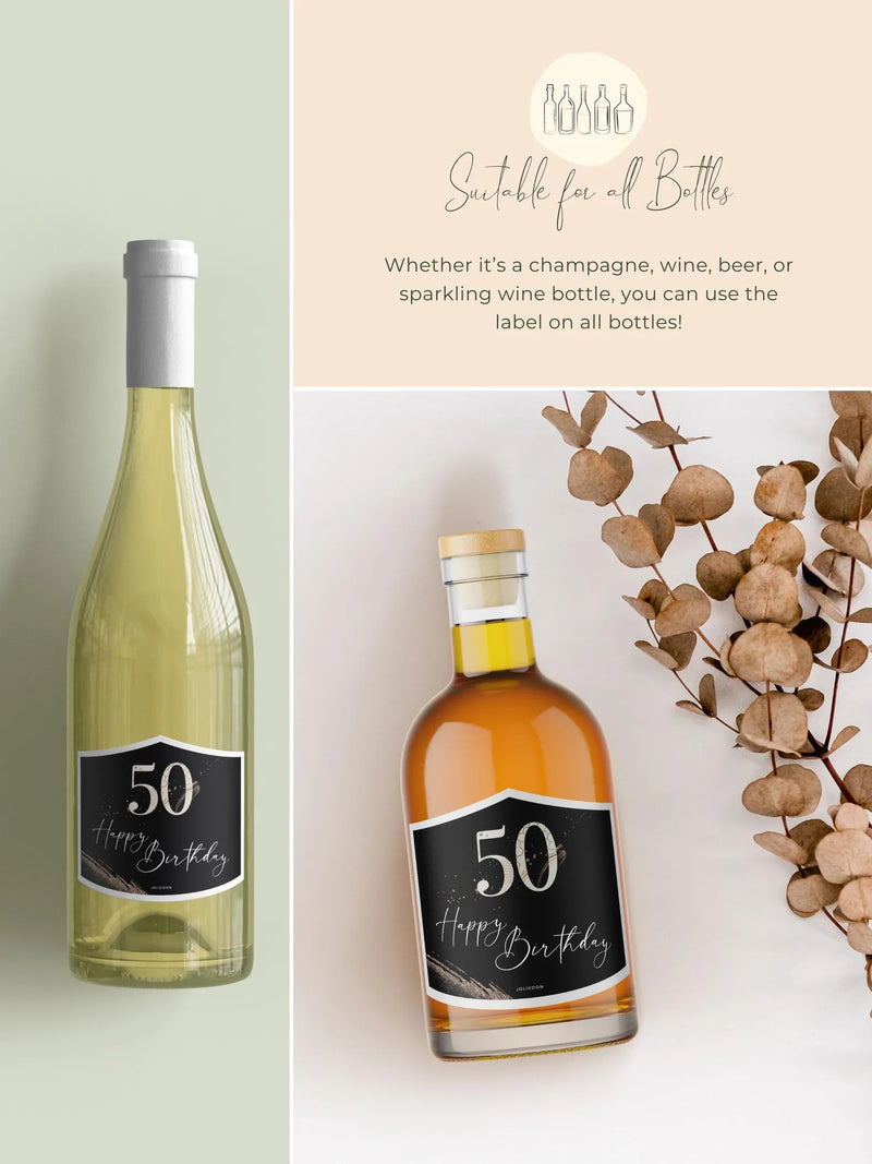 50th birthday wine bottle label