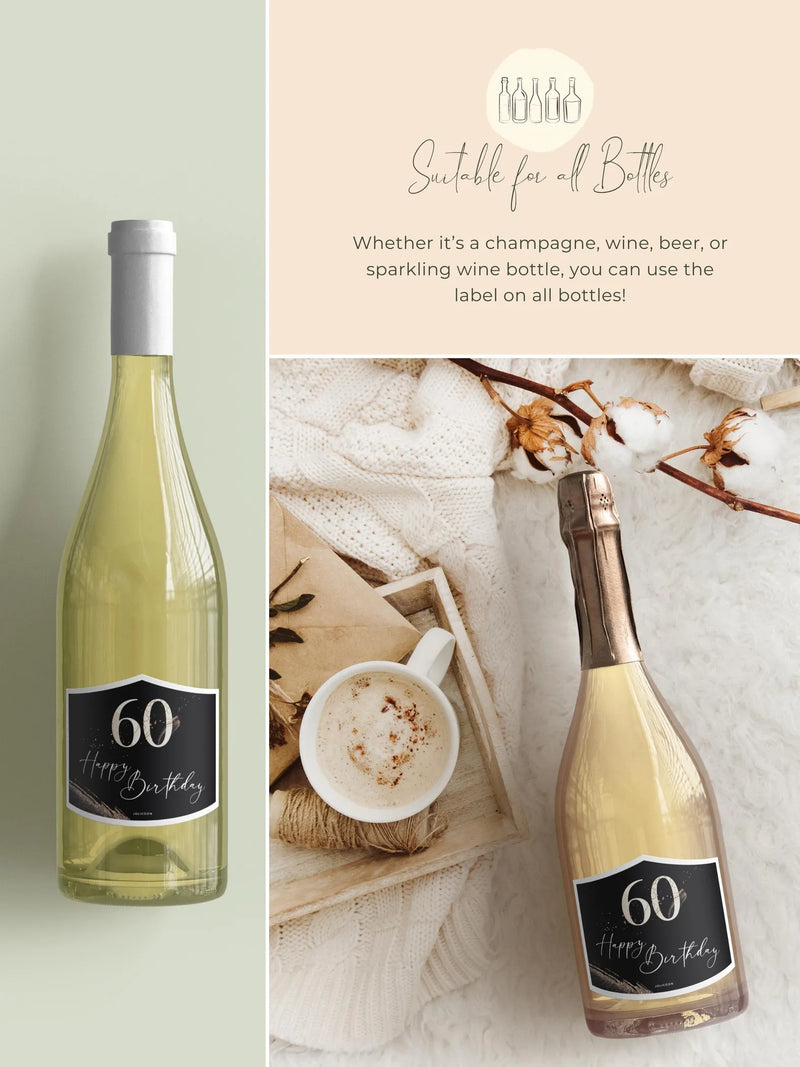 60th birthday wine bottle label