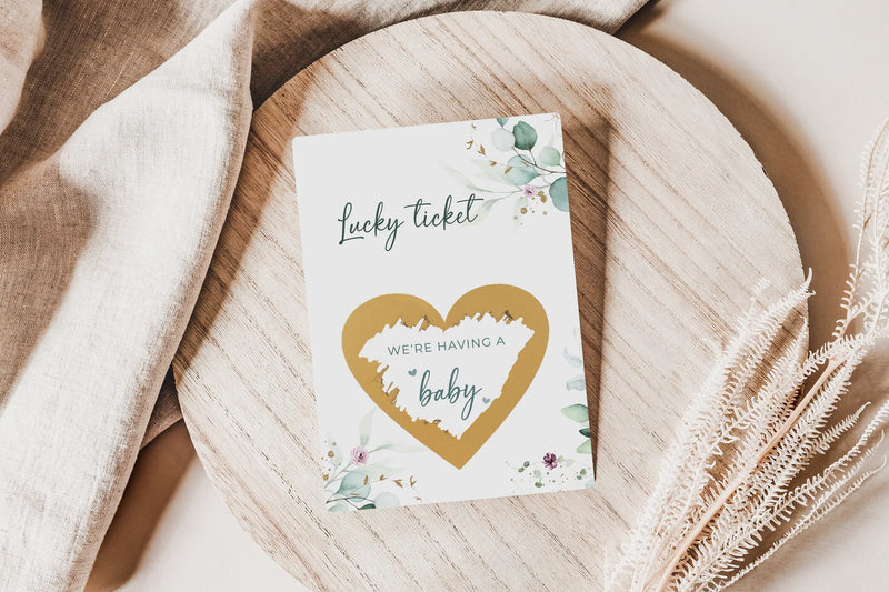 Pregnancy announcement scratch card Eucalyptus
