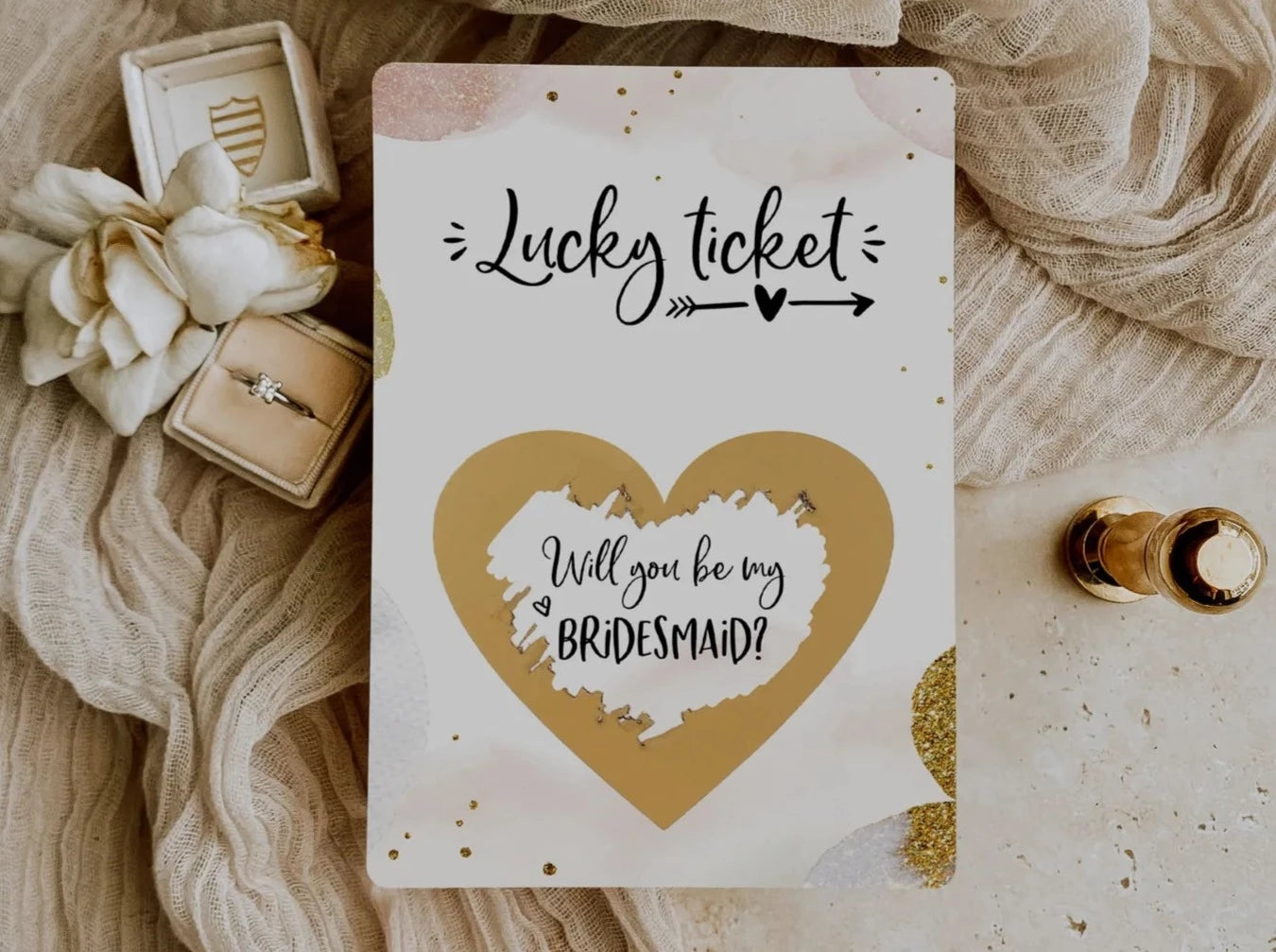 Will you be my bridesmaid scratch card Golden Glamour - JoliCoon